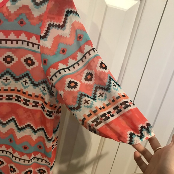 Multi-Color Semi-Sheer Blouse - Picture 2 of 3